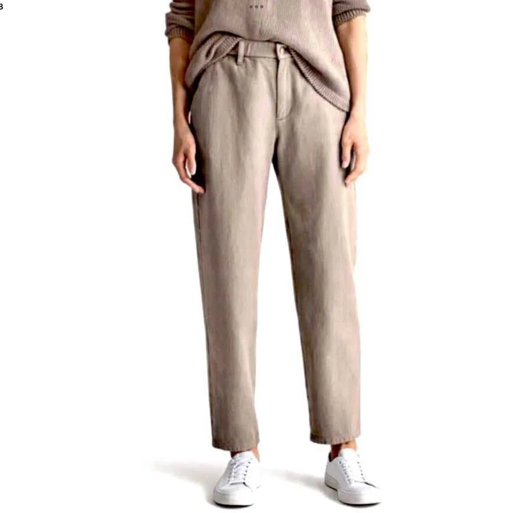 Eileen Fisher Women Pants Size XL Garment Dyed Cotton Tapered Utility Ankle Tan